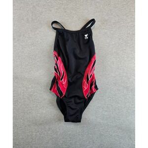 TYR Phoenix Splice Maxfit Swimsuit, Womens Sz. 28‎ Black/Red Classic Beach Pool